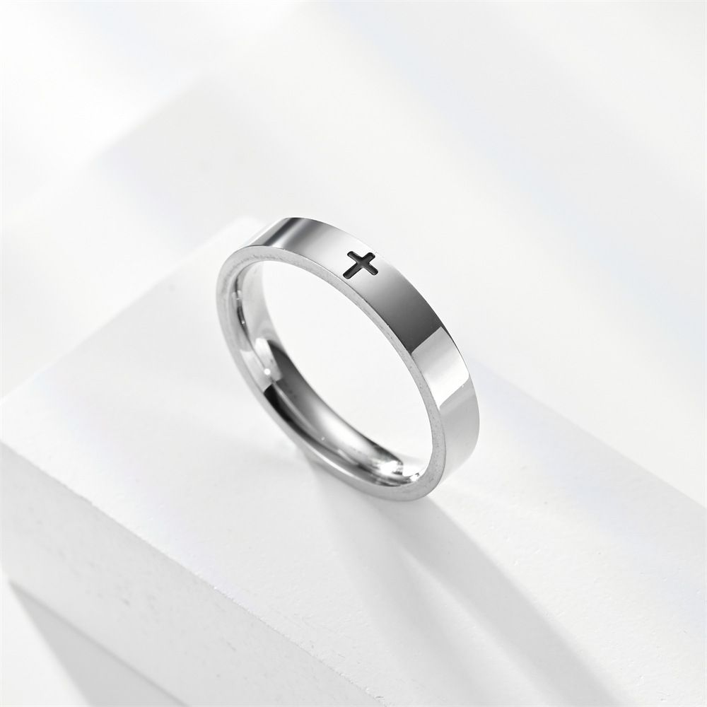 2 pcs Titanium Steel Cross Rings For Men And Women Unisex Jewelry Size 7 view 5