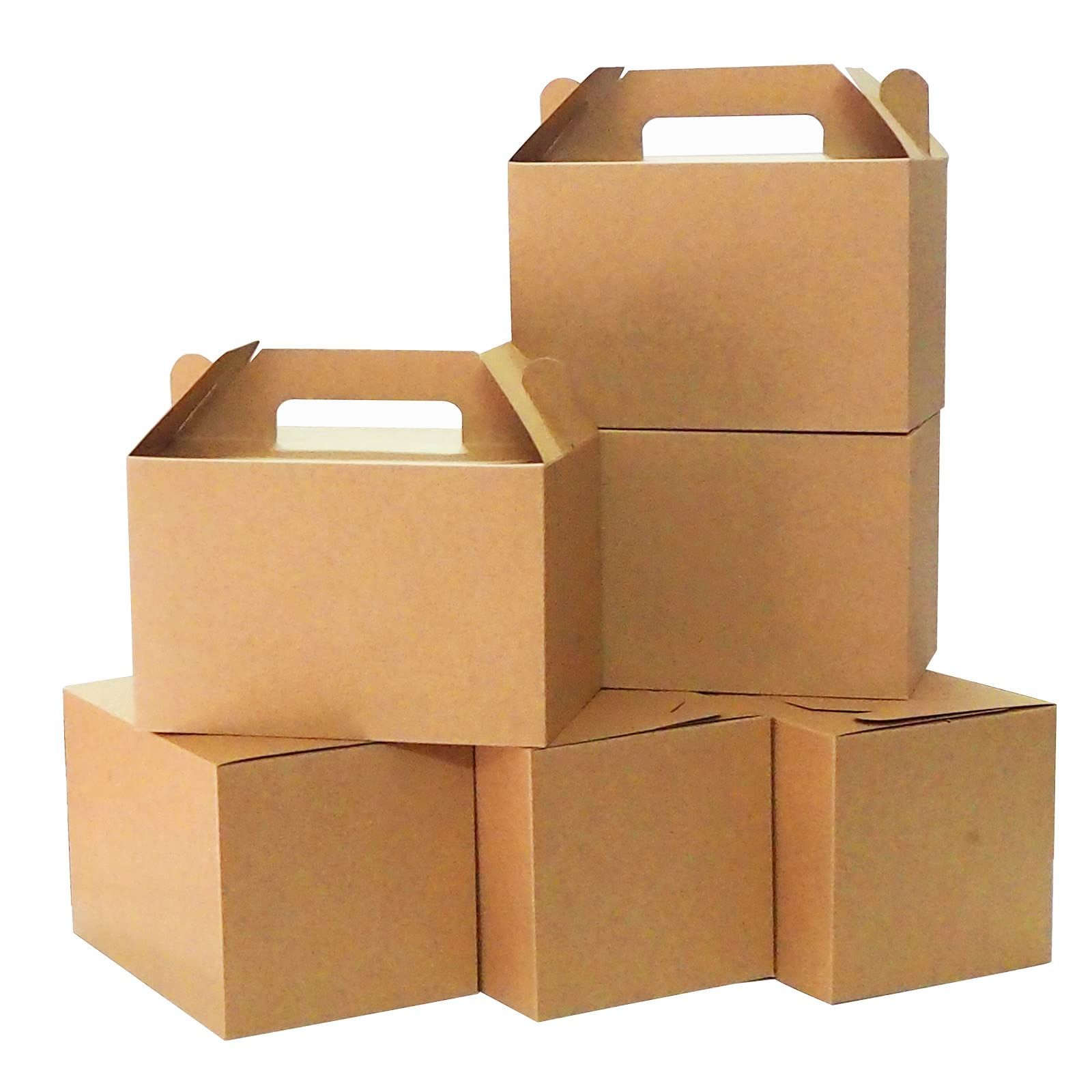 10 Pack Party Treat Boxes Brown Gift Boxes with Handles
