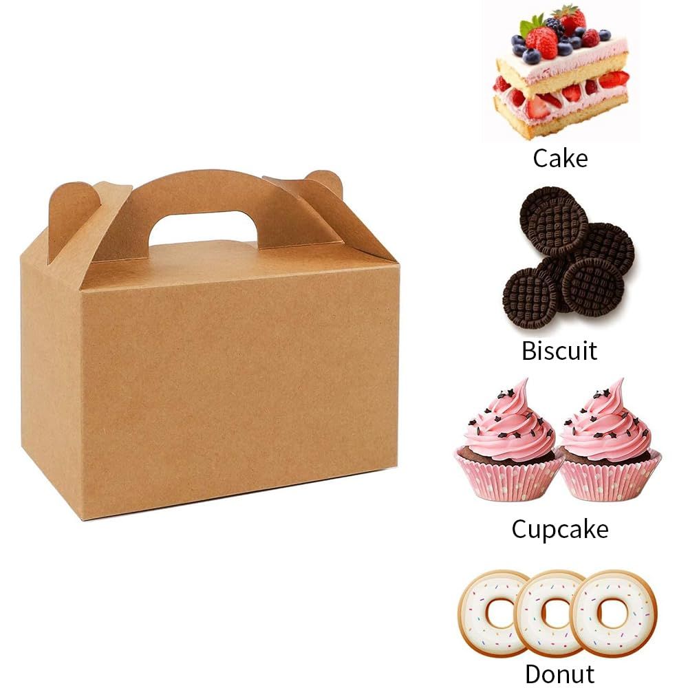 10 Pack Party Treat Boxes Brown Gift Boxes with Handles view 2