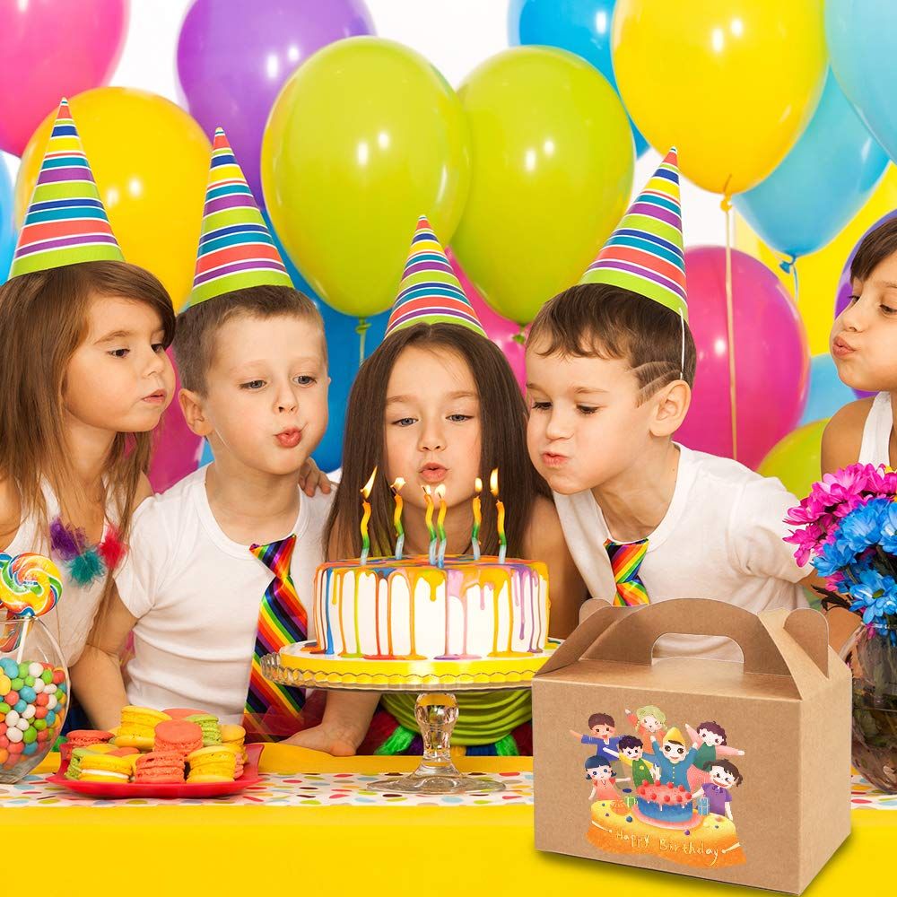 10 Pack Party Treat Boxes Brown Gift Boxes with Handles view 4