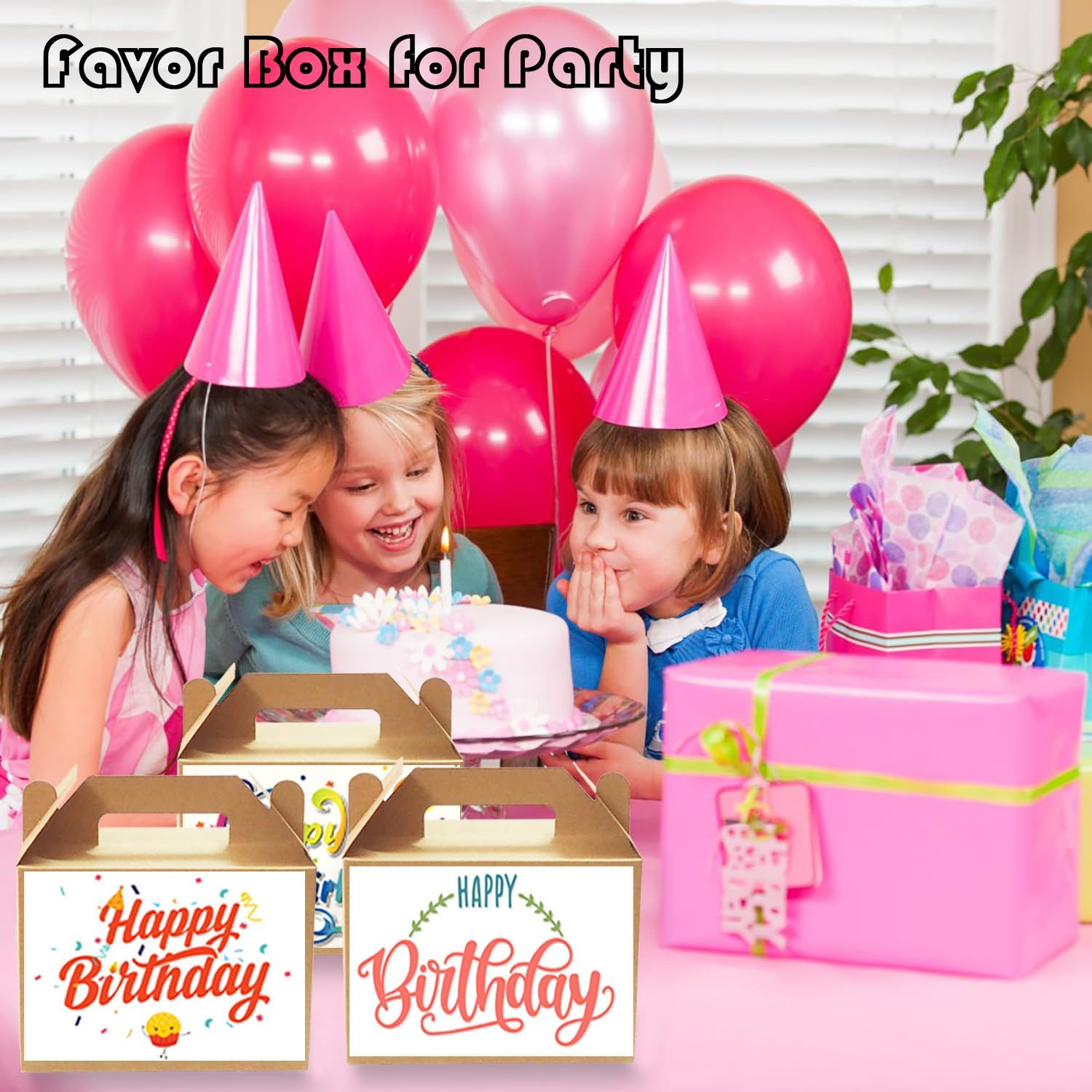 10 Pack Party Treat Boxes Brown Gift Boxes with Handles view 5