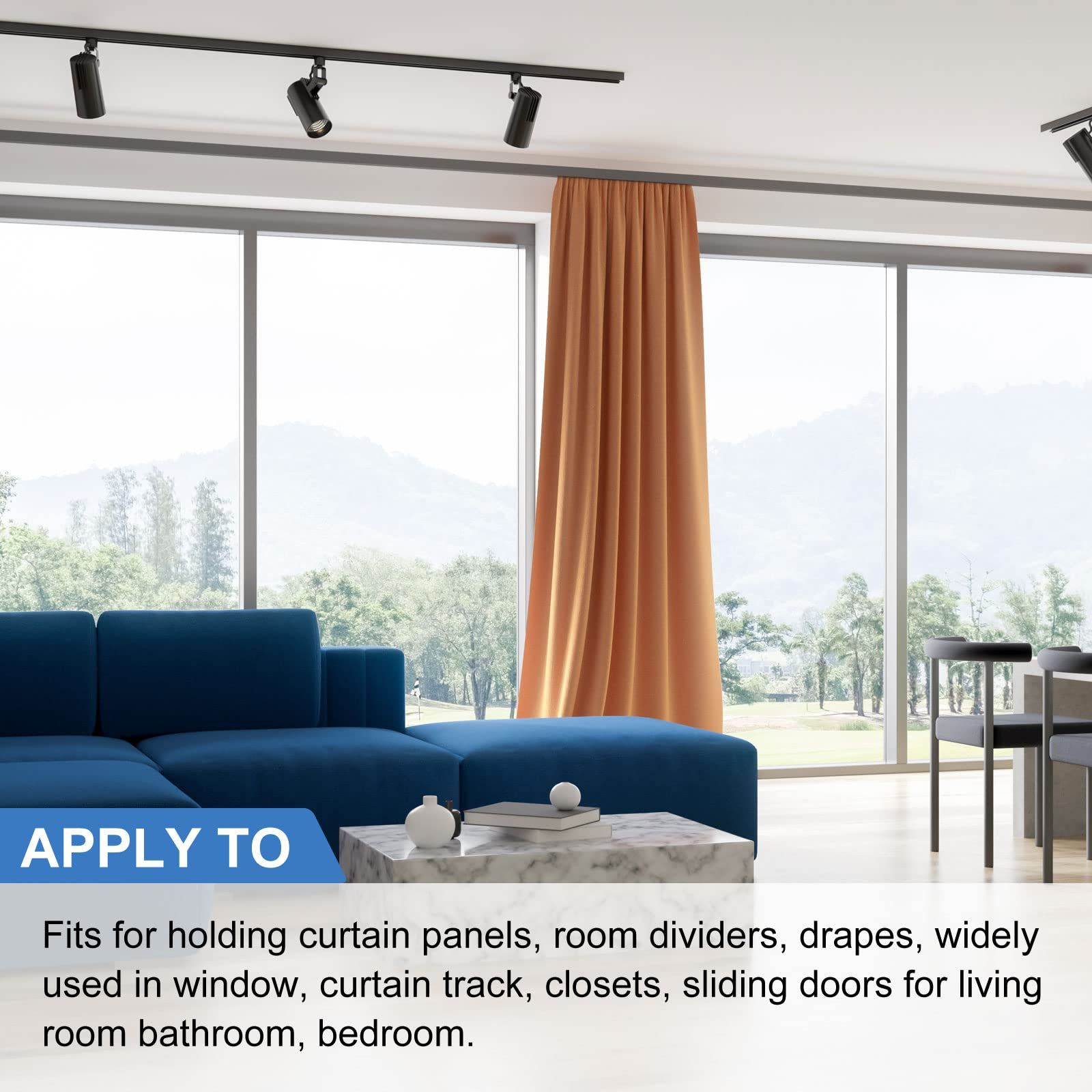 Curtain Track Rollers Stainless Steel Frame Twin Wheeled Carriers Drapery Rail view 3