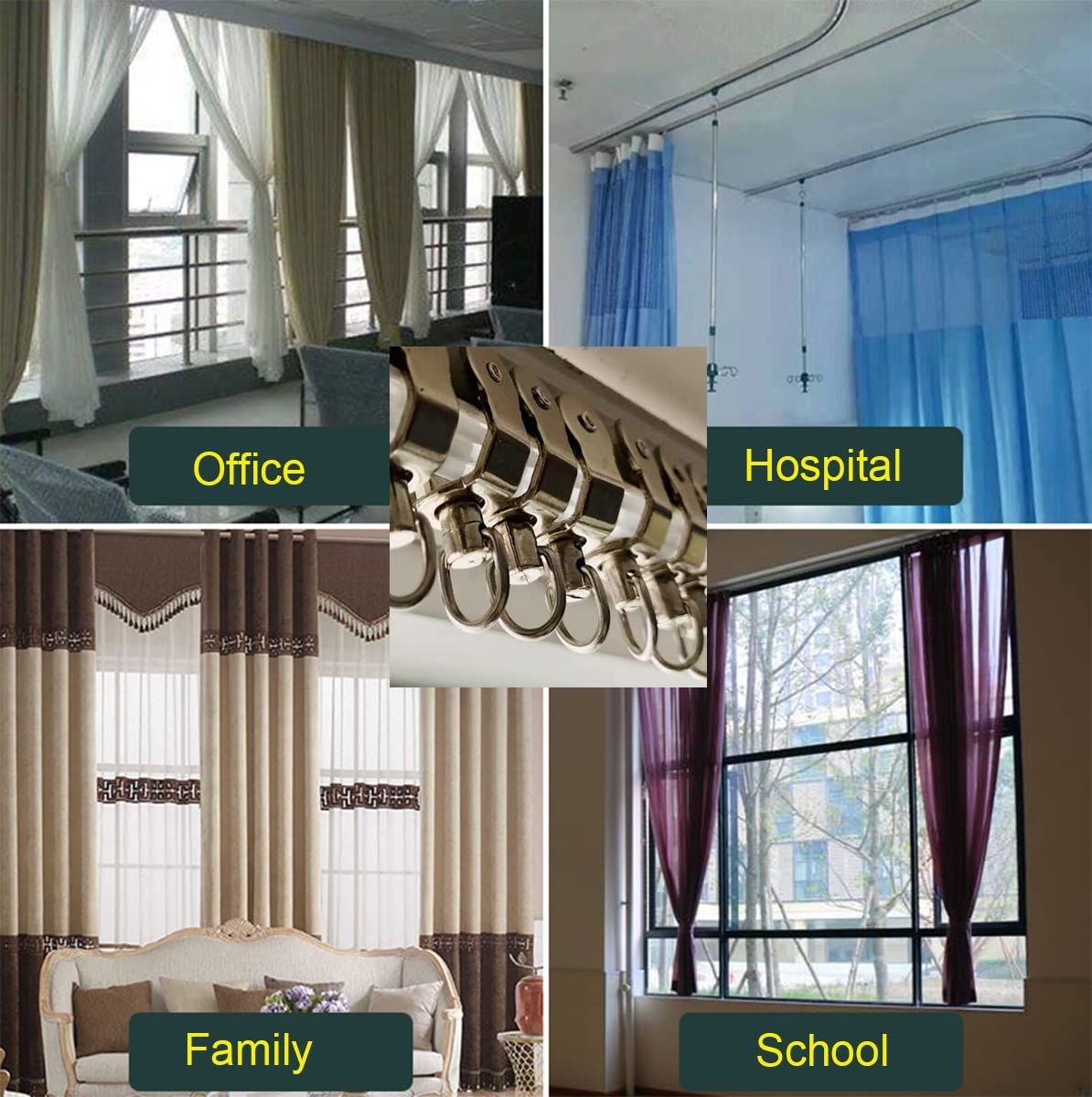 Curtain Track Rollers Stainless Steel Frame Twin Wheeled Carriers Drapery Rail view 5