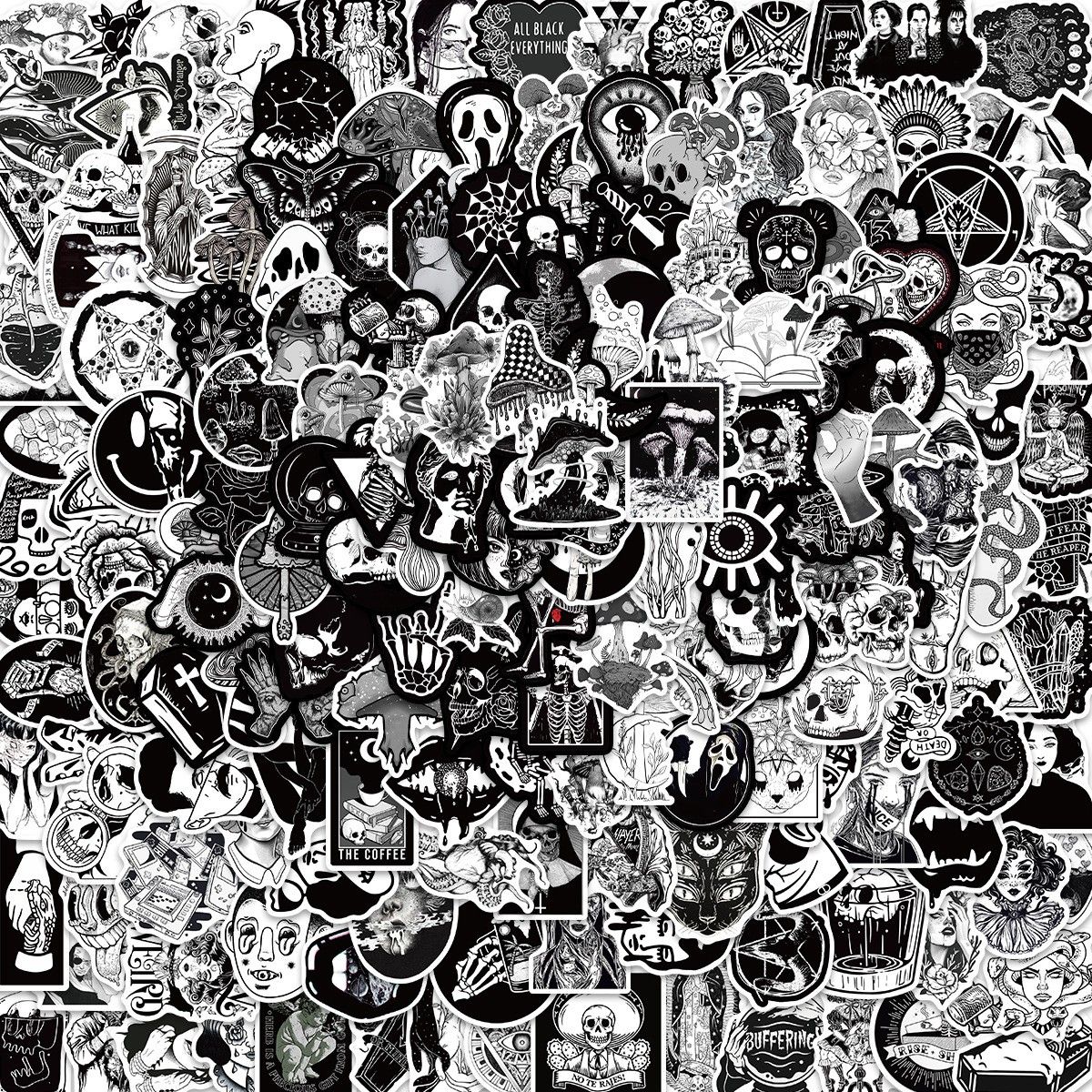 200 PCS Skull Gangster Waterproof Water Bottle Stickers for Adults Teens