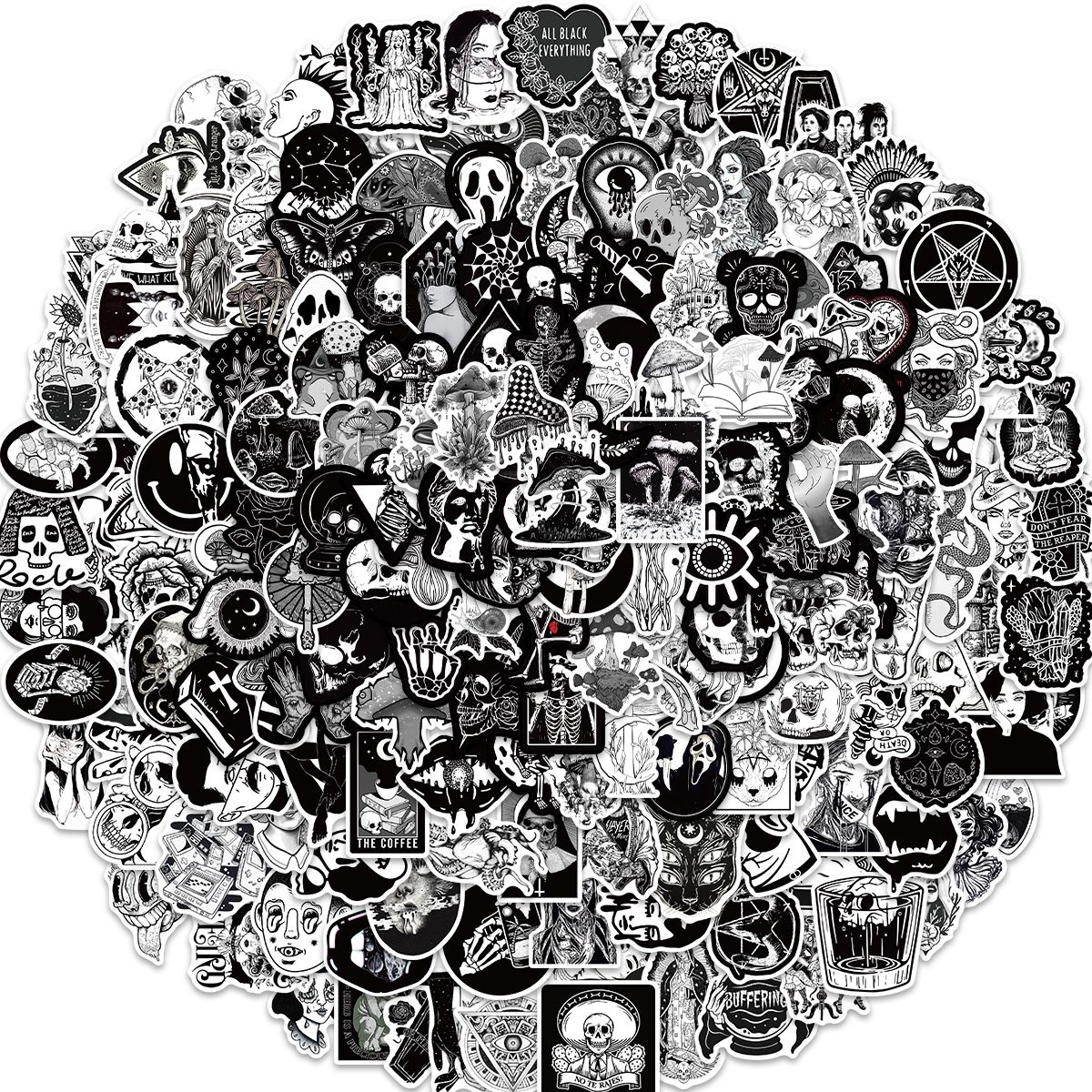 200 PCS Skull Gangster Waterproof Water Bottle Stickers for Adults Teens view 2