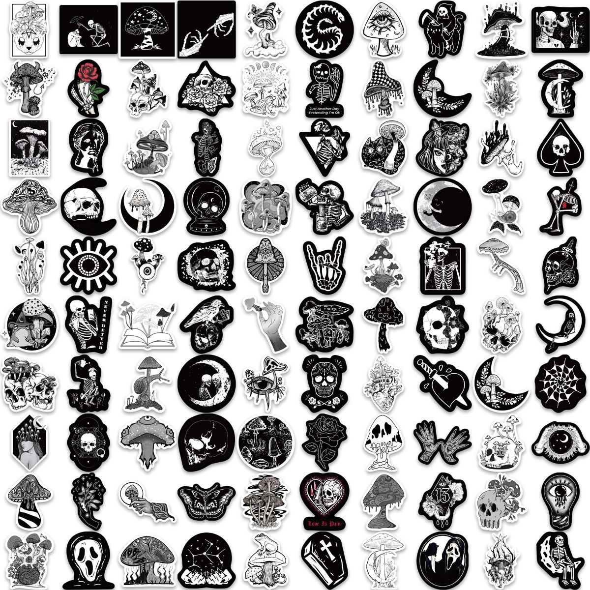 200 PCS Skull Gangster Waterproof Water Bottle Stickers for Adults Teens view 4