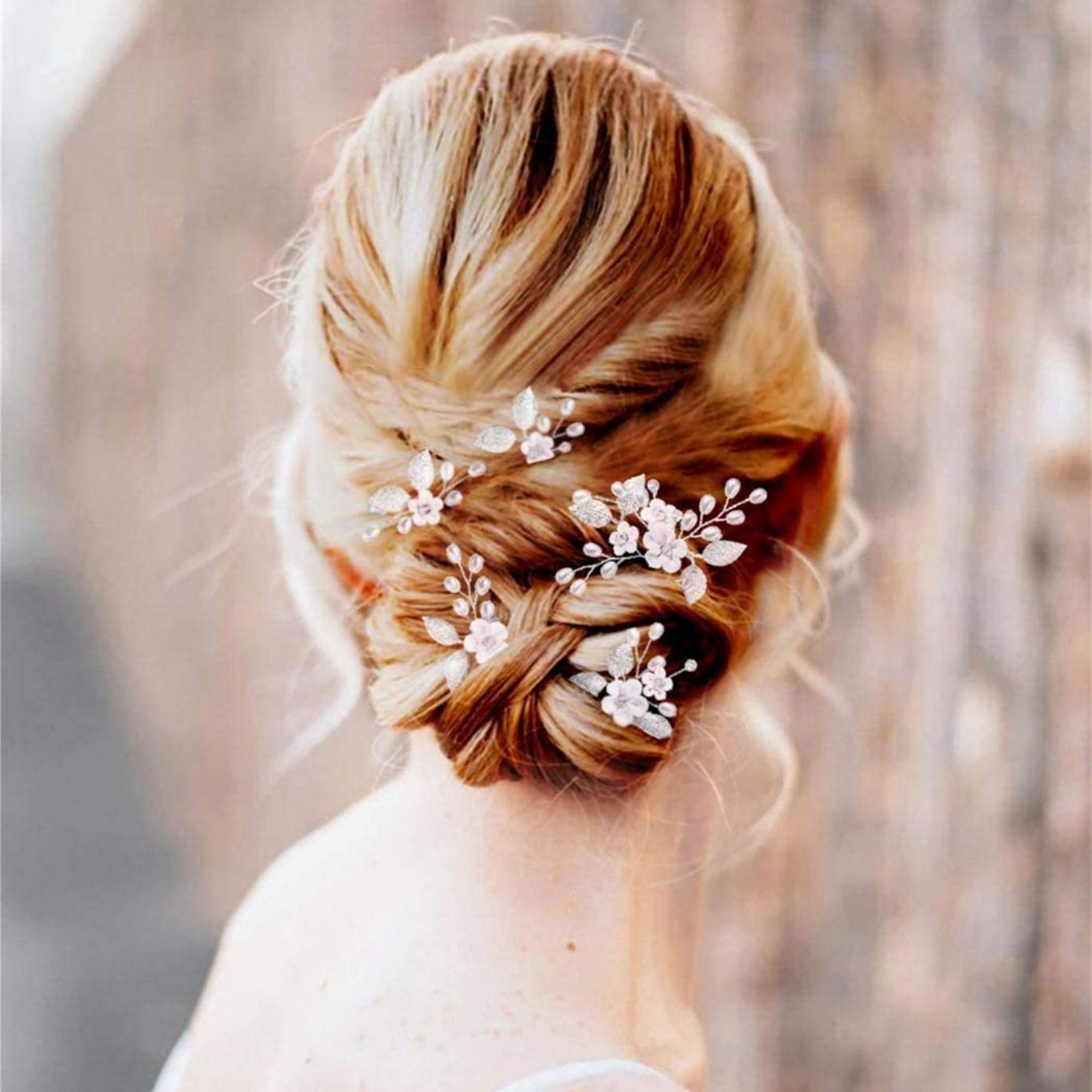 5Pcs Peal Flower Hair Pins Pearl Bridal Hair Pins Silver Wedding Hair Piece view 4