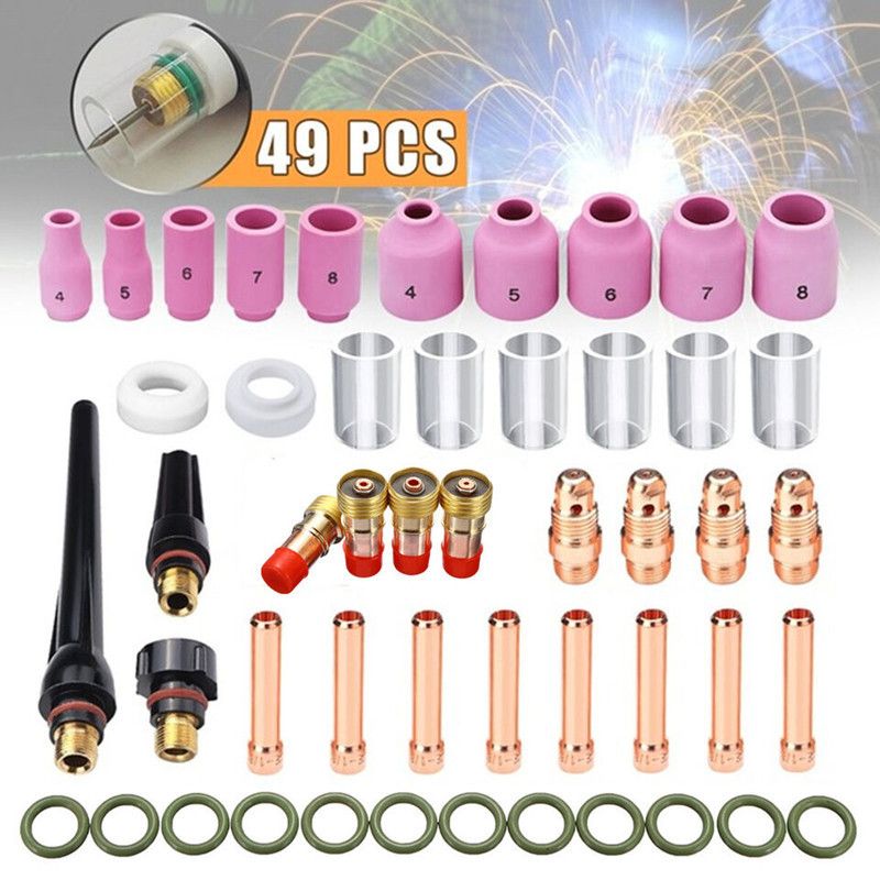 Welding torch accessory kit collar Alumina nozzle Gas lens Glass cup welding view 4
