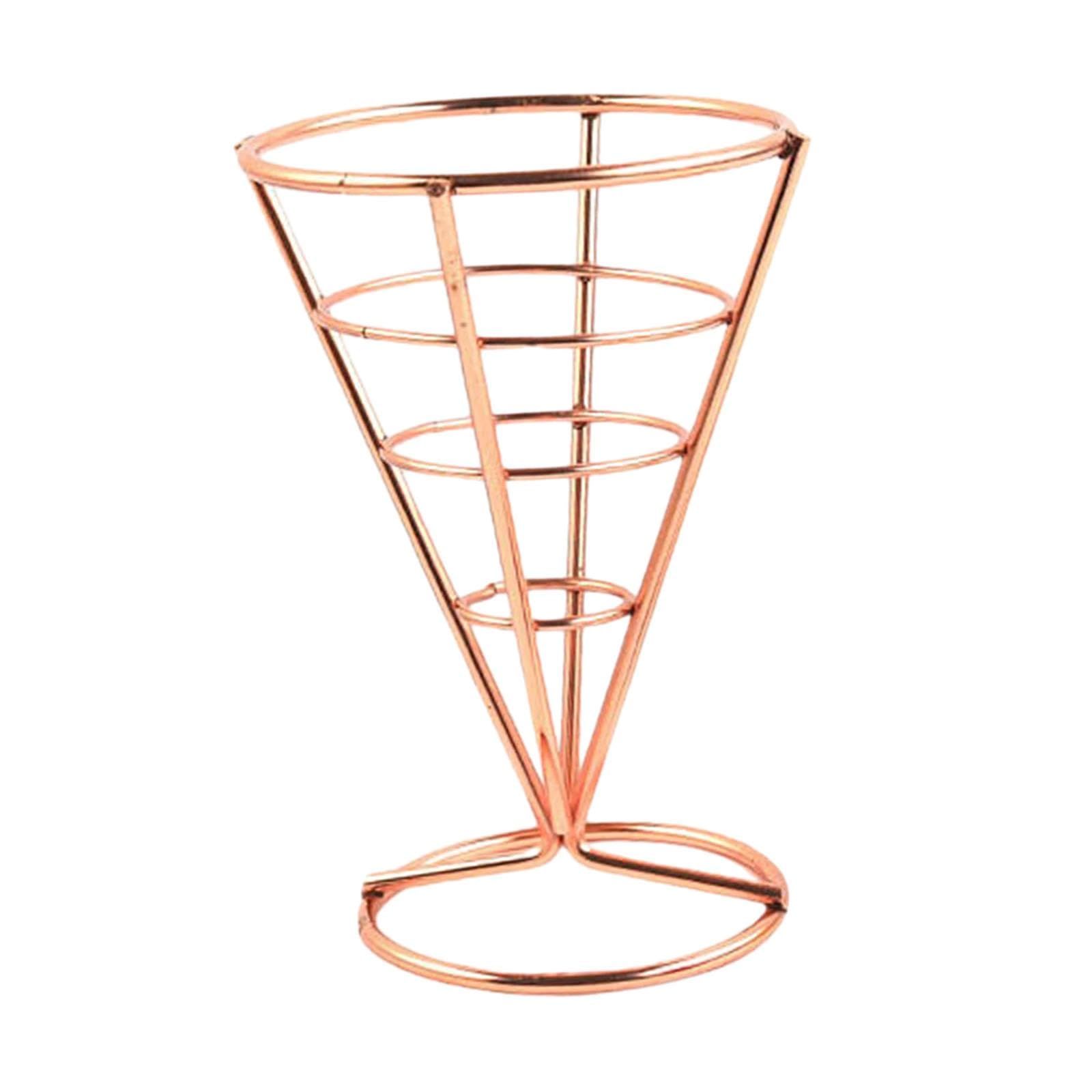 Food Tray French Fries Stands Serving Holder Cone Metal Wire Basket Fried