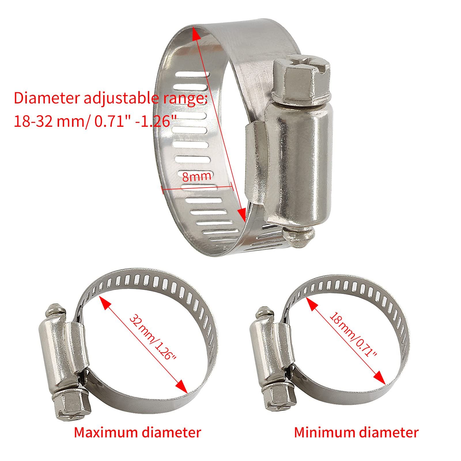 5 Pcs Stainless Steel Hose Clamps view 2