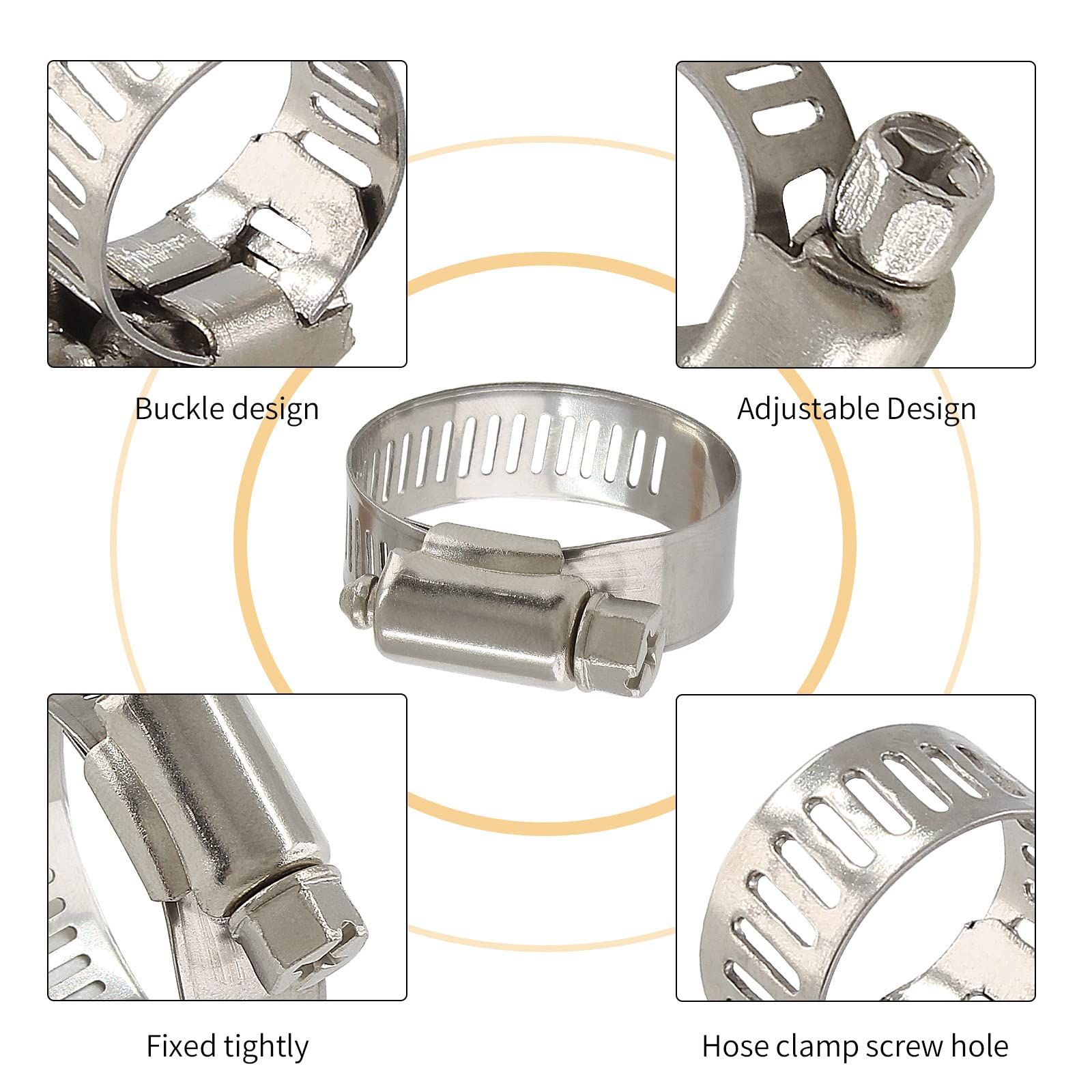 5 Pcs Stainless Steel Hose Clamps view 3