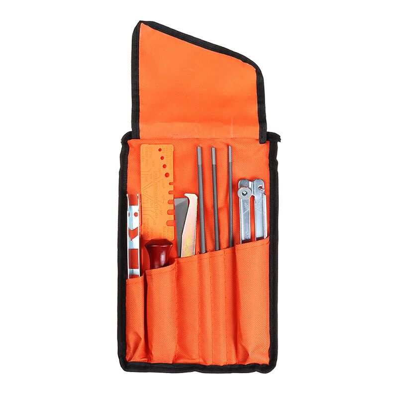 10Pcs Cloth Bag File Set Electric Chainsaw File Round Flat File Guide File
