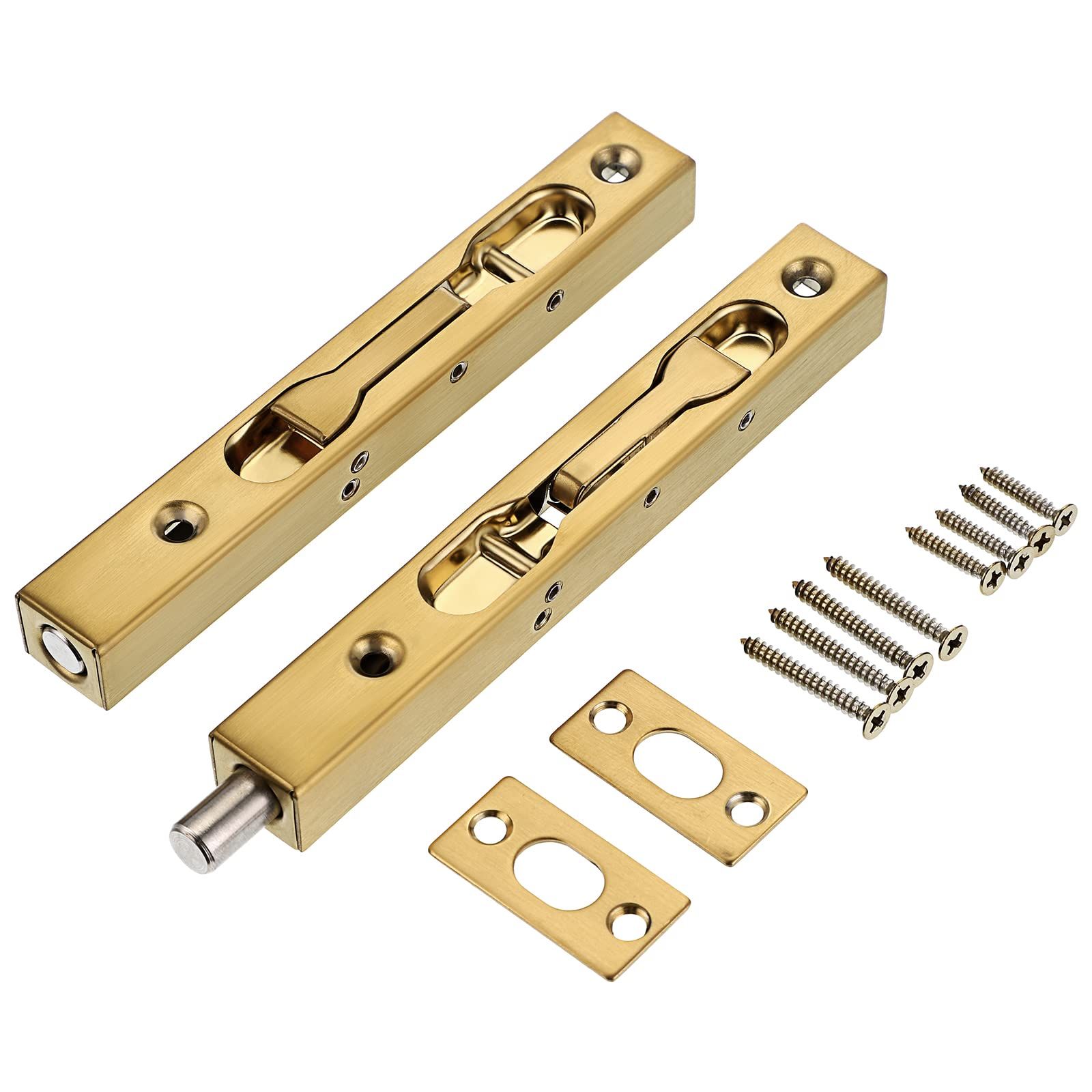 2Pcs 6 Inch Door Bolts - Stainless Steel Concealed Security French Door Locks