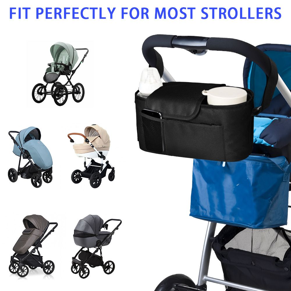 Universal Stroller Organizer with Insulated Cup Holder Detachable Phone Bag view 2
