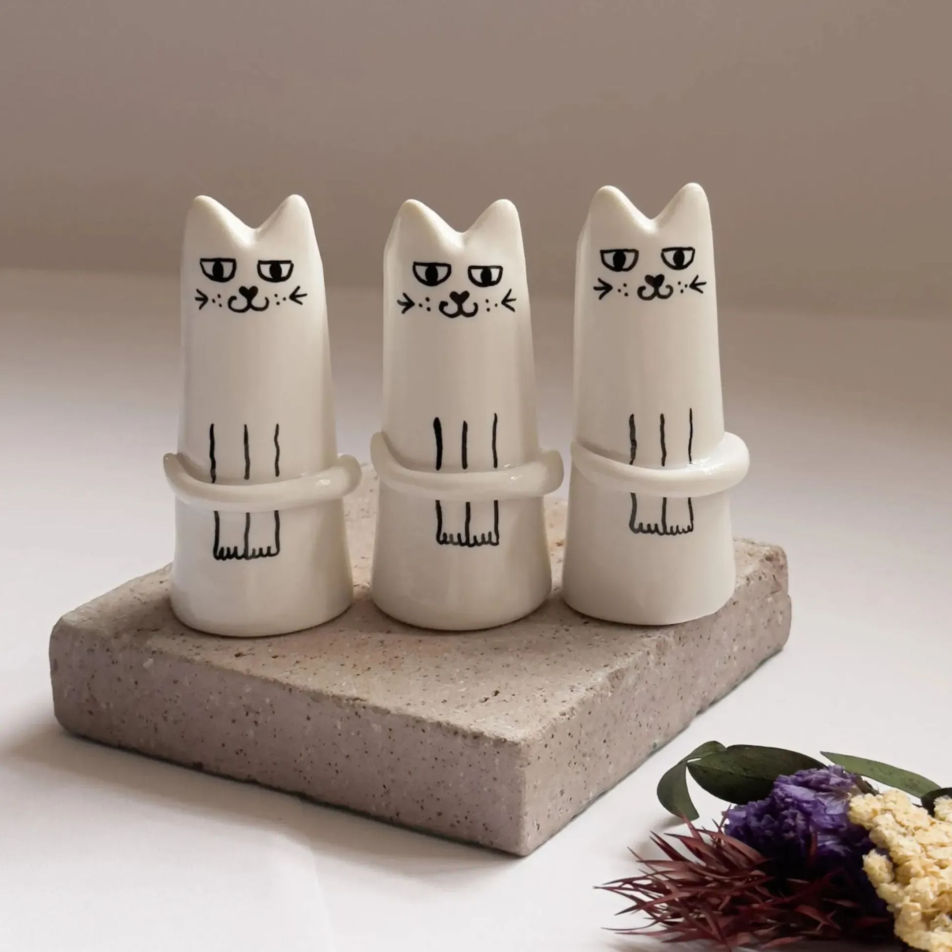 Tiny Vase, Mini Handmade Whiskers Vase, Unique Handpainted Vase Decor, Tiny — image 1