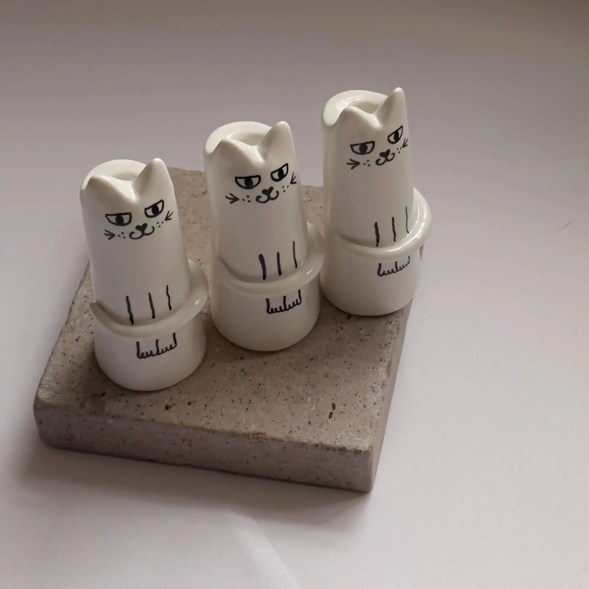 Tiny Vase, Mini Handmade Whiskers Vase, Unique Handpainted Vase Decor, Tiny view 3