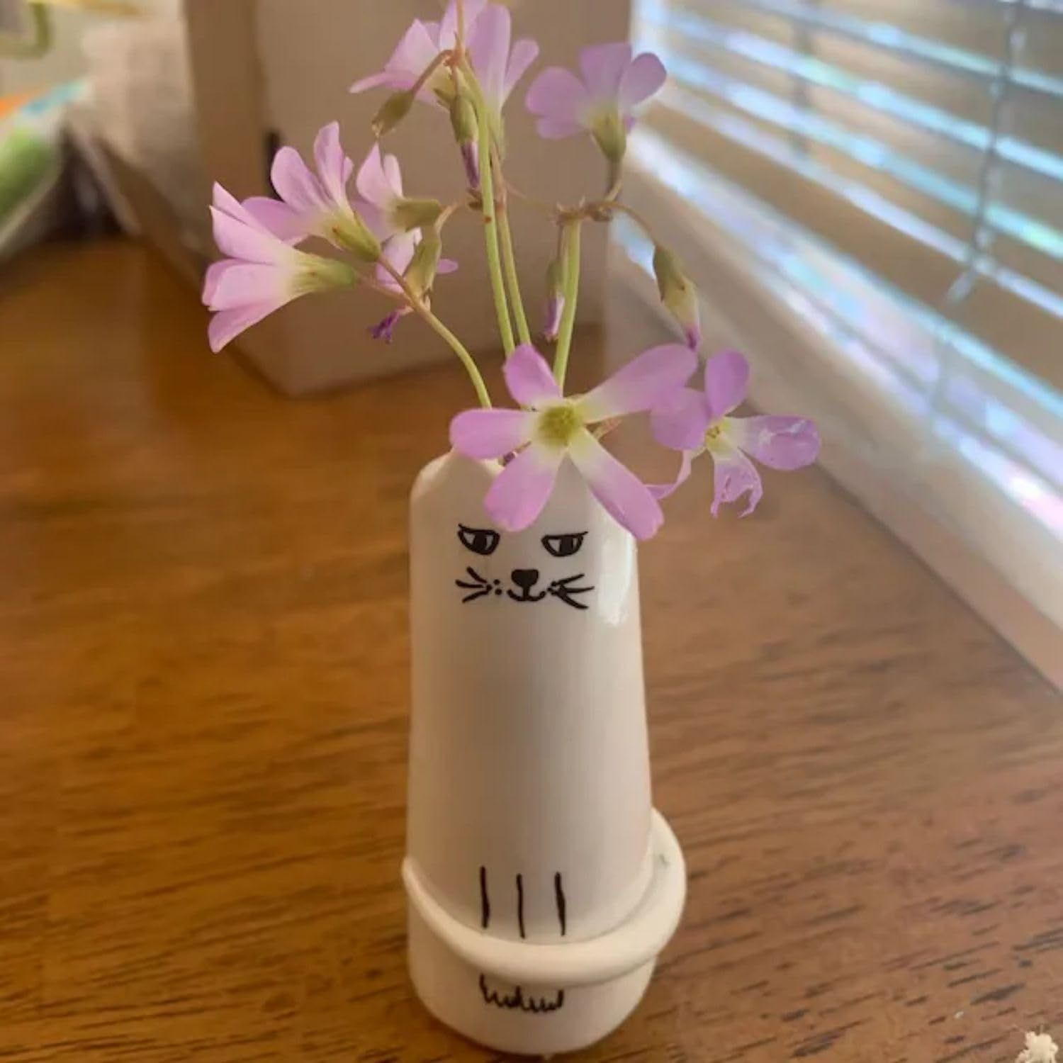 Tiny Vase, Mini Handmade Whiskers Vase, Unique Handpainted Vase Decor, Tiny view 5