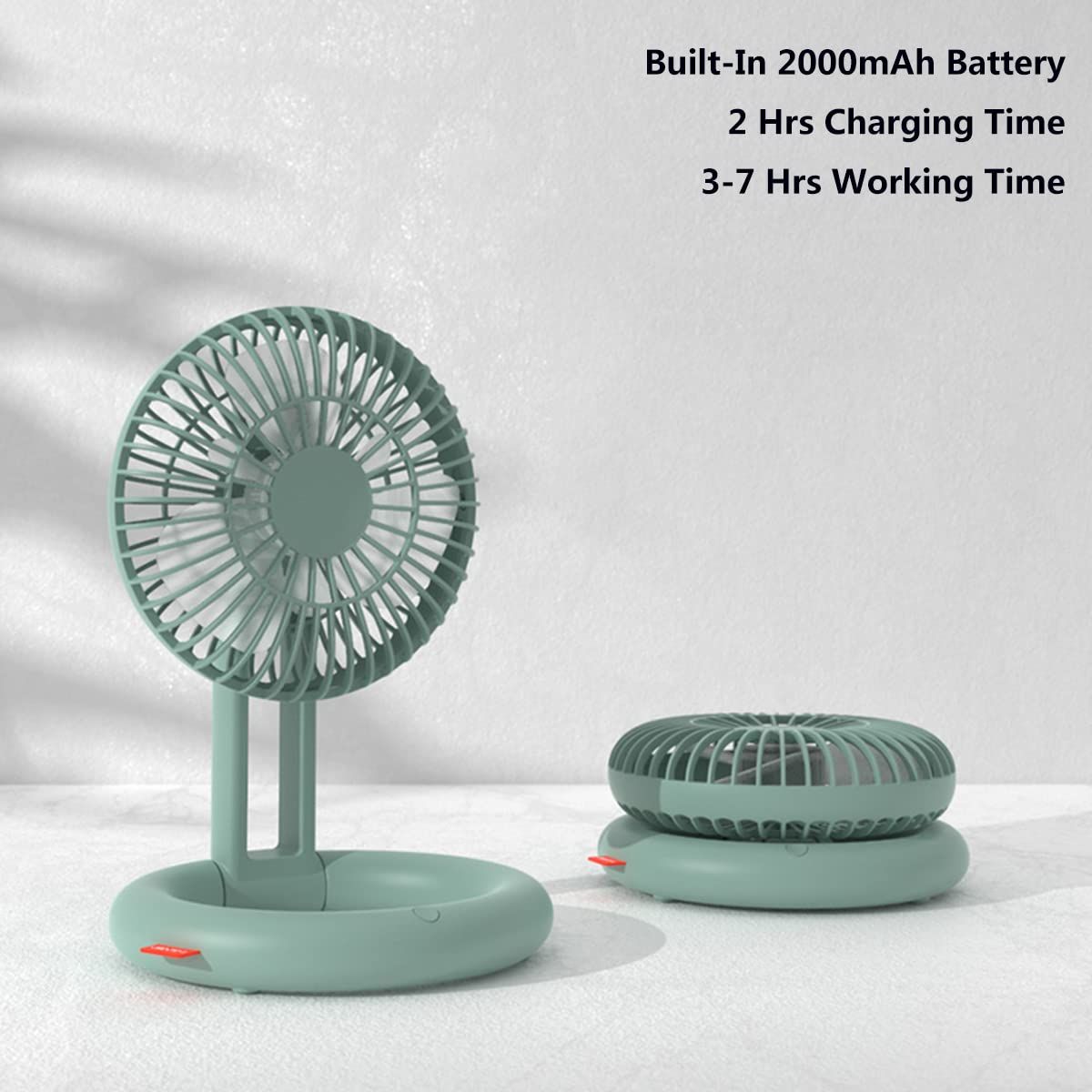 Foldable Desk Fan, USB Rechargeable Ceiling Fan, Automatic Head Shaking view 4