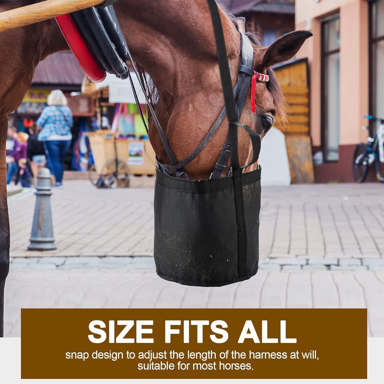 Horse Feed Bag Comfort Breathable Mesh Feed Bucket Heavy Duty Feed Bag with view 4