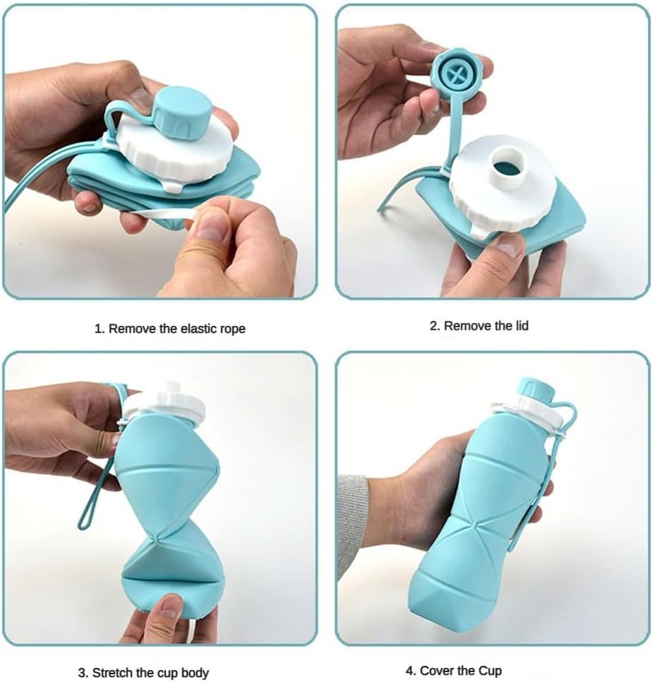 Collapsible Water Bottles Cups Leakproof Valve Reusable BPA Free Silicone view 2