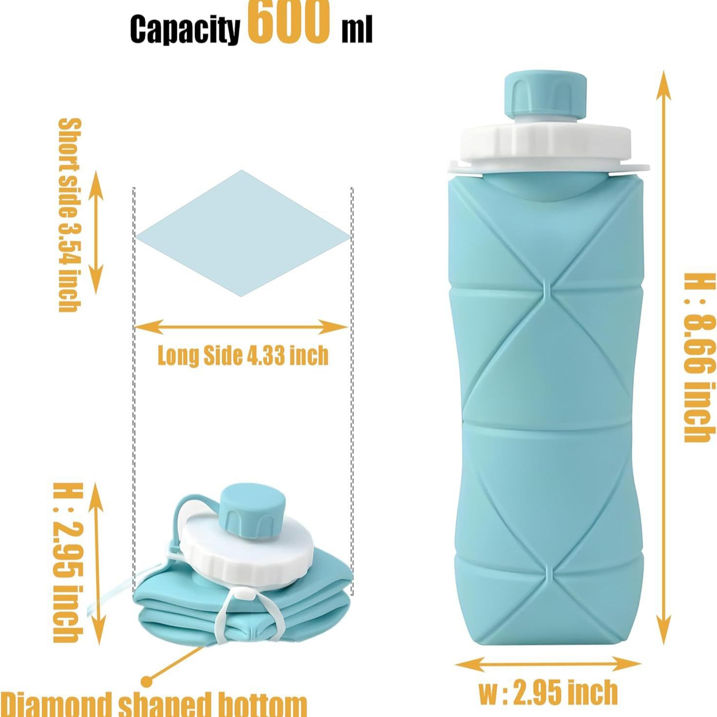 Collapsible Water Bottles Cups Leakproof Valve Reusable BPA Free Silicone view 3