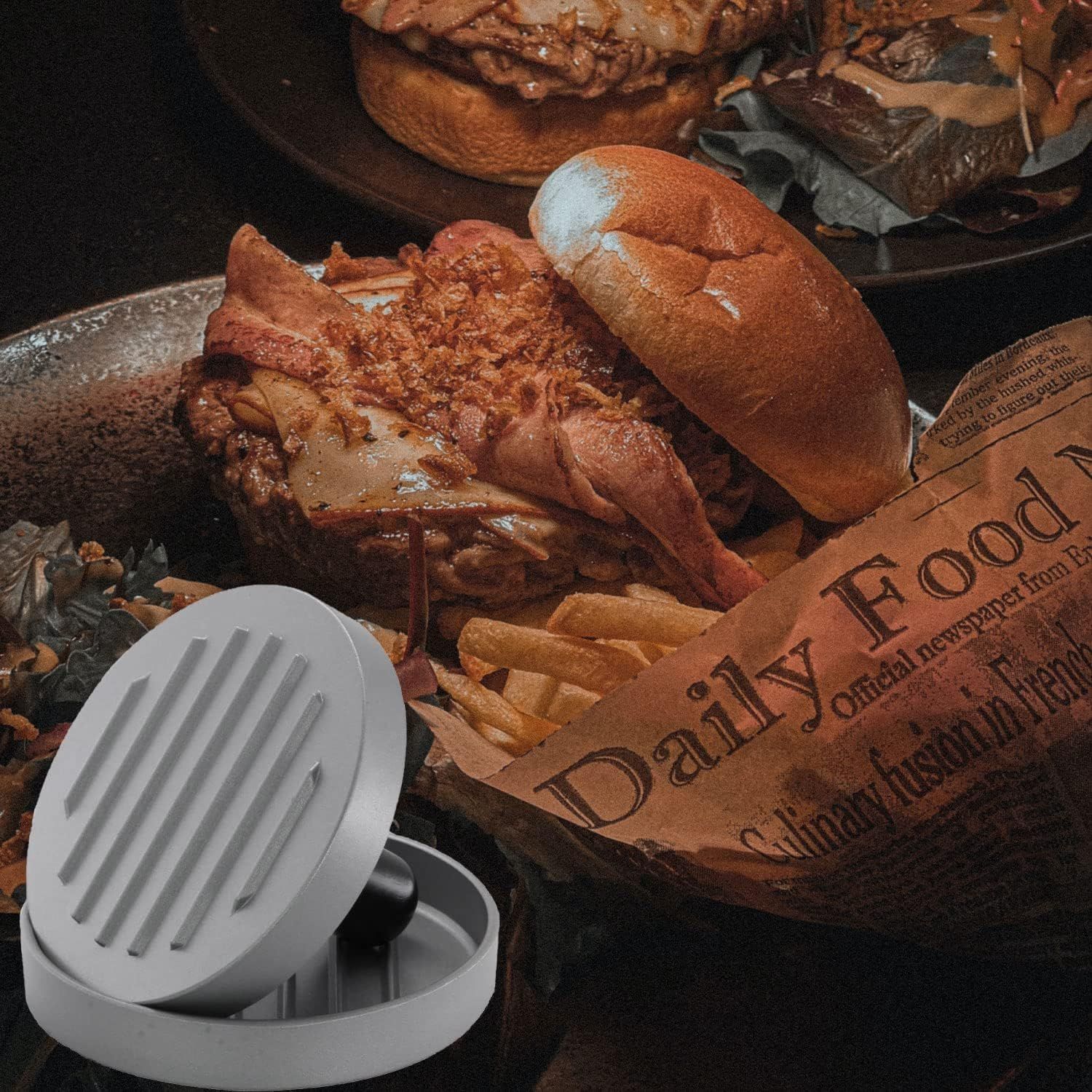 100 Patty Papers Set Grill Press Non-Stick Hamburger Mold with Free Wax Patty view 4