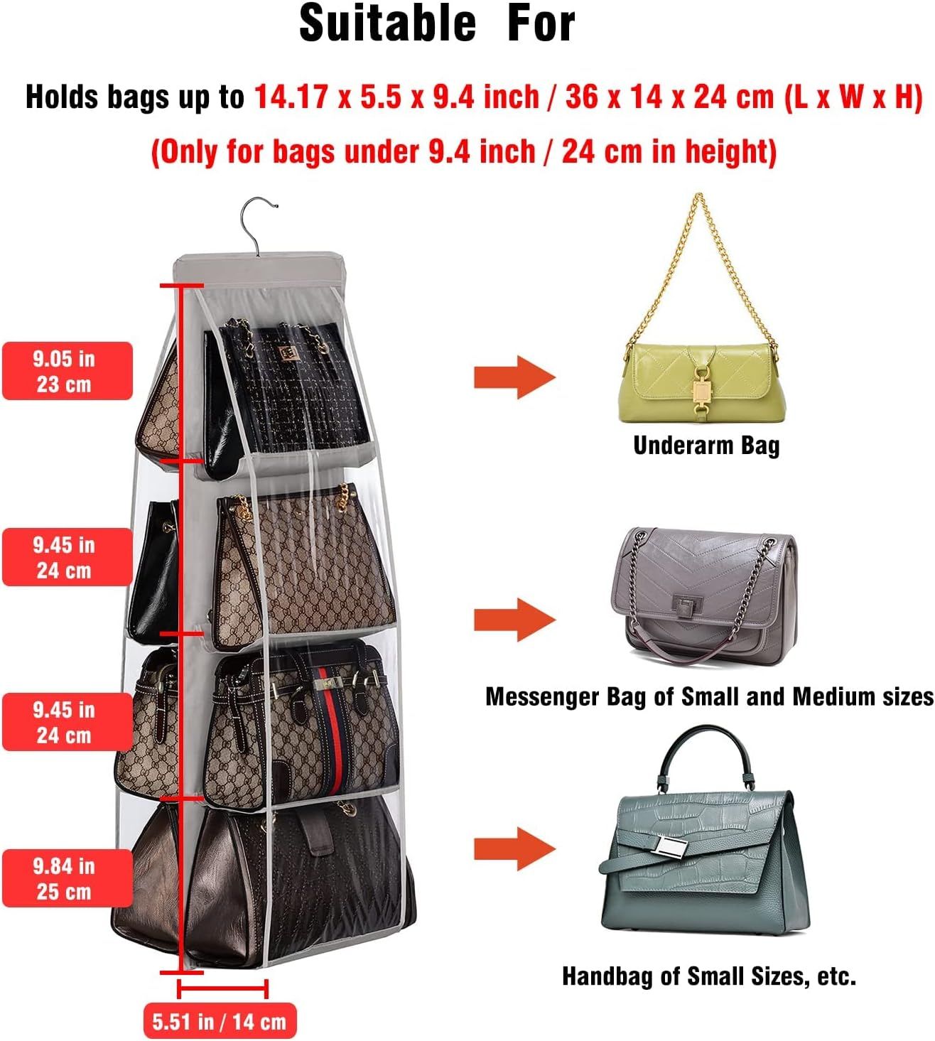 Handbag Hanging Purse Organizer for Closet view 3