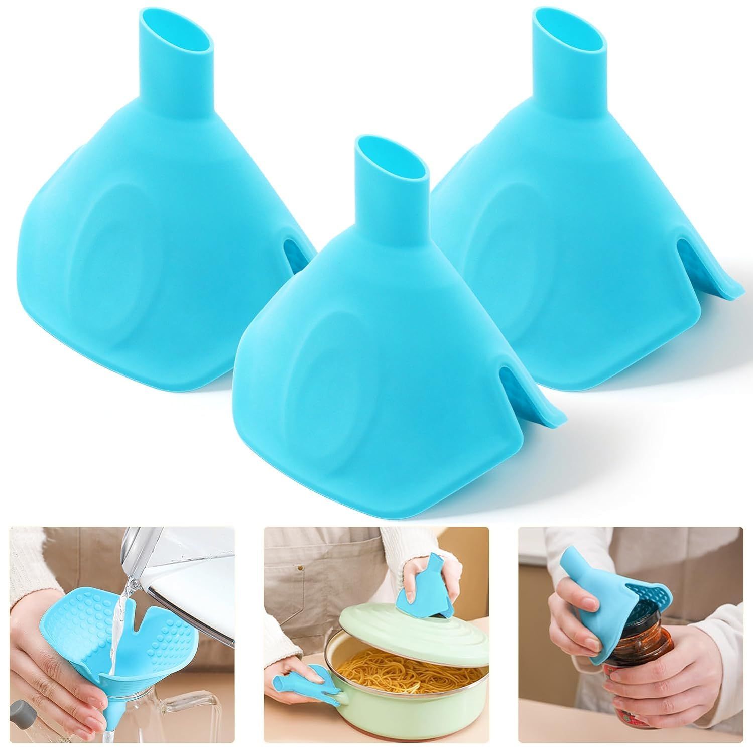 3PCS Multifunctional Silicone Funnel