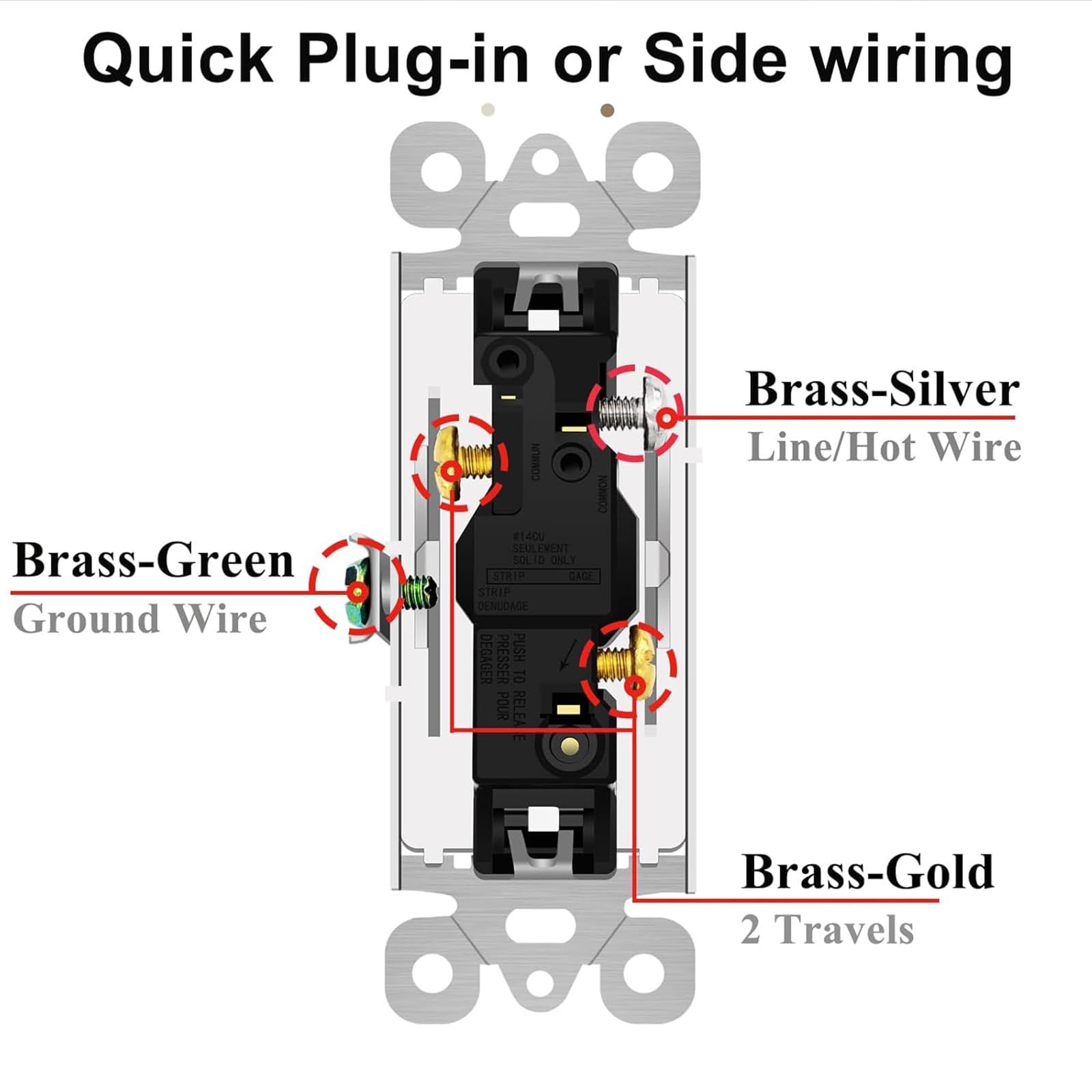 4Pack Three Way Switch Rocker Switch 15A 120/277V view 3