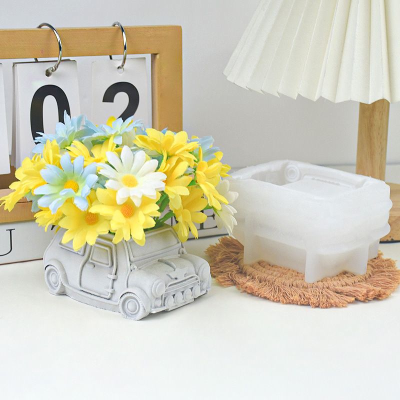 3D Bus Flower Pot Silicone Mold Container Bowl Resin Mold Retro Car Shape view 4