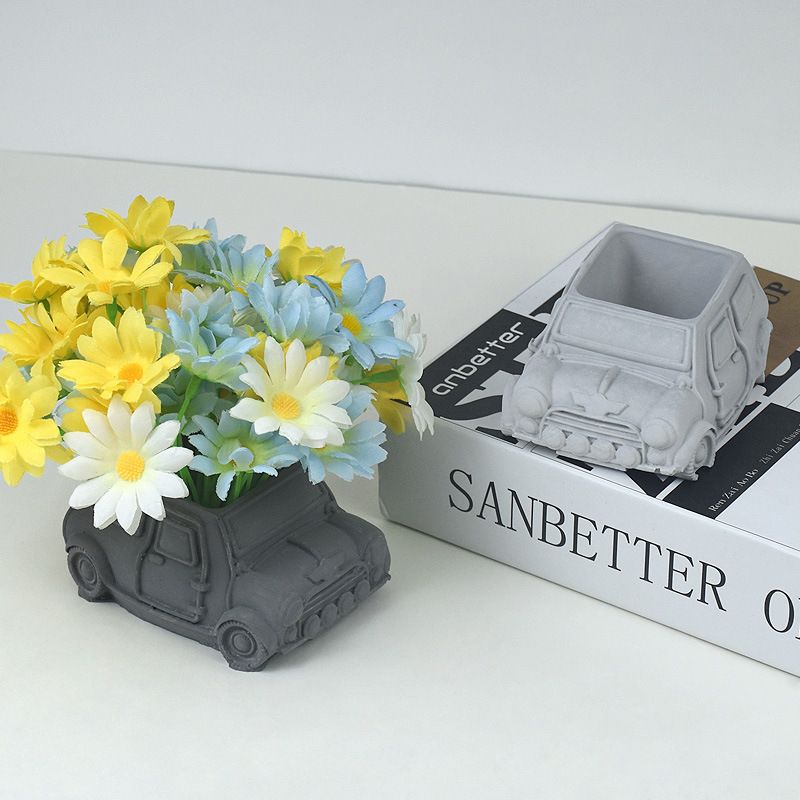 3D Bus Flower Pot Silicone Mold Container Bowl Resin Mold Retro Car Shape view 5