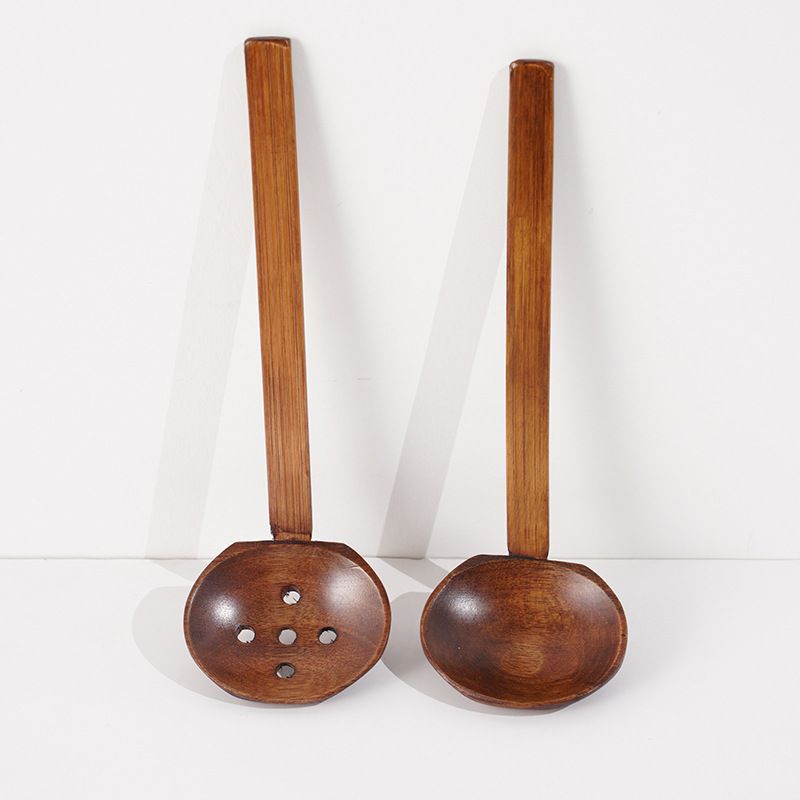 2 Pieces Handcrafted Wooden Ramen Spoon and Colander with Long Handle Home view 4
