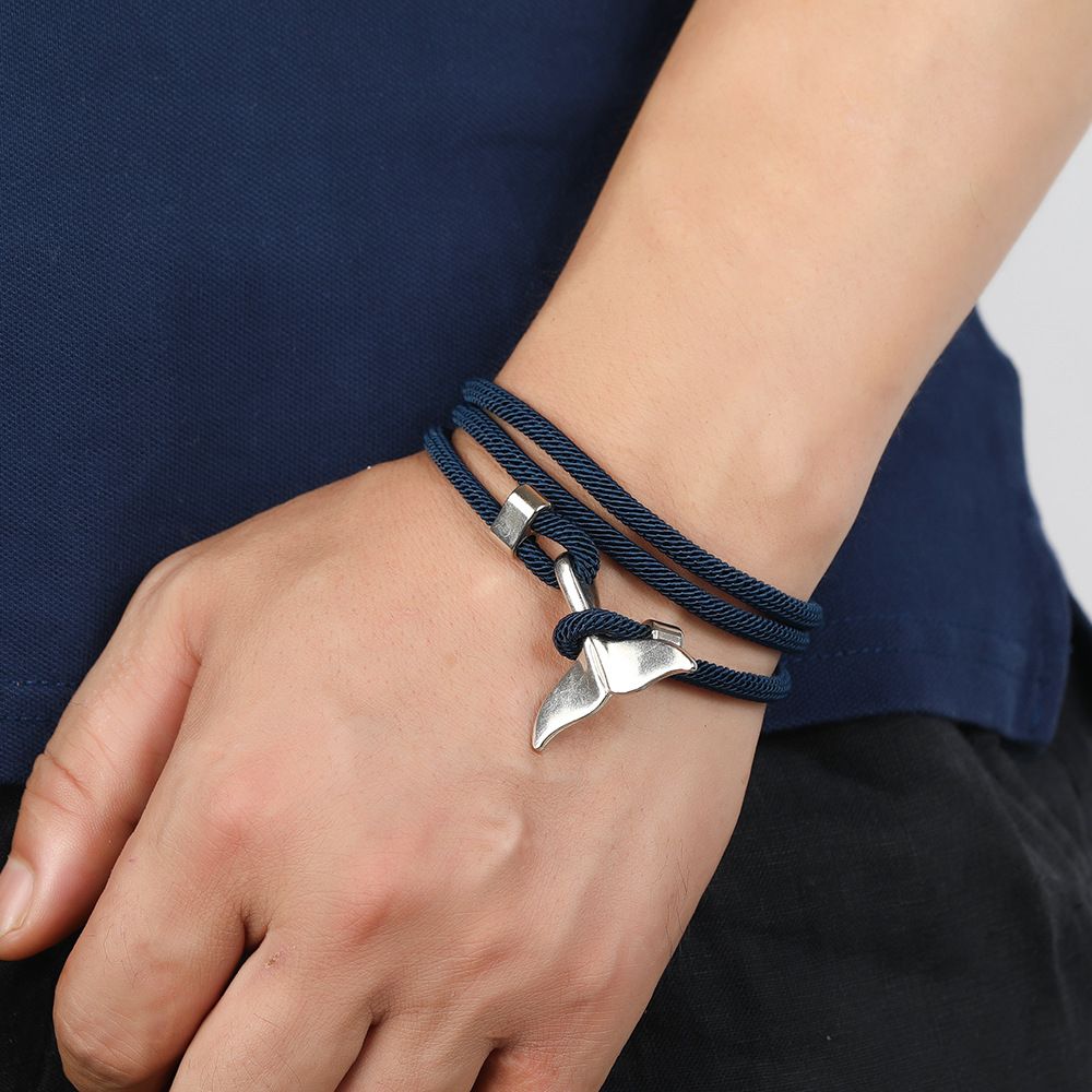 4 pcs Whale Tail Bracelet Vintage Beach Bracelets Summer Ocean Bracelet Rope view 2
