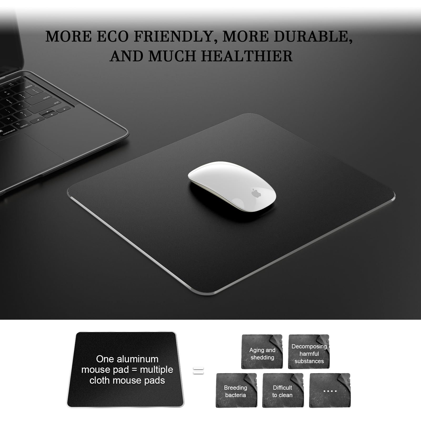 Aluminum Mouse Pad with Non-Slip Rubber Base and Micro Sand Blasting Alloy view 4