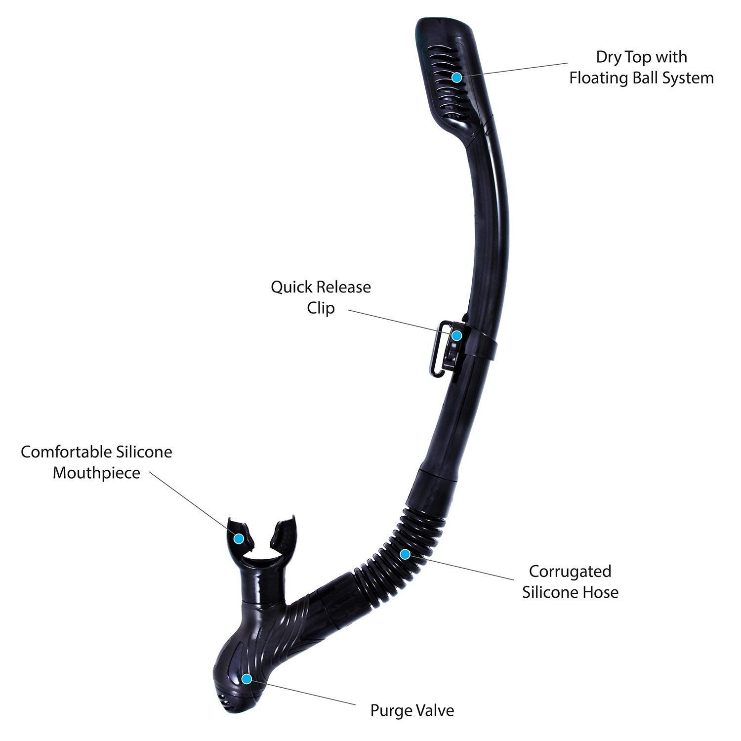 Dry Snorkel | Quality Professional Snorkel Gear with Dry Top Valve view 2