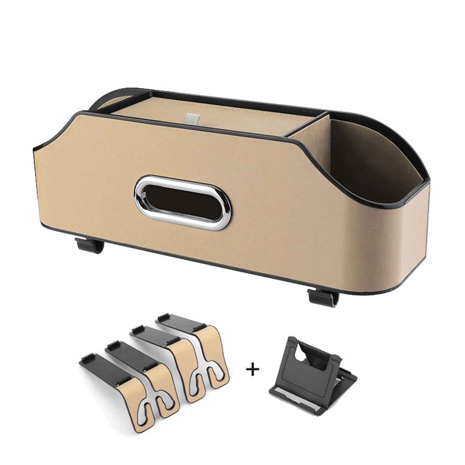Car Headrest Back Seat Organizer with 2 Cup Holder & Tissue Box and Storage