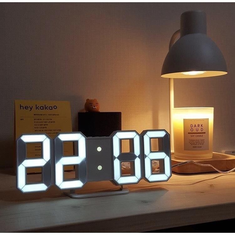2 pcs 3D Digital Electronic Alarm Clock Creative Wall Clock Luminous LED Wall view 2
