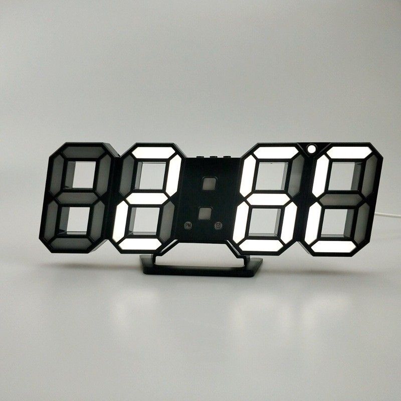 2 pcs 3D Digital Electronic Alarm Clock Creative Wall Clock Luminous LED Wall view 5