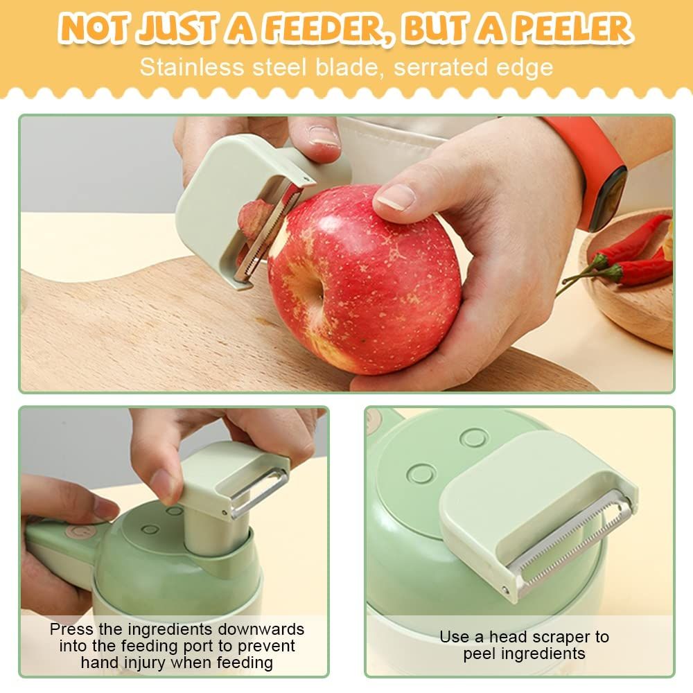 4 In1 Electric Vegetable Vegetable Chopper Garlic Mud Masher Slicer Cutting view 4