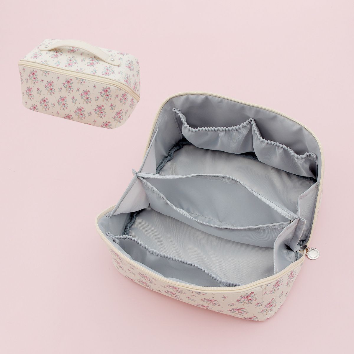 4 pcs Large Makeup Bag, Cute Cosmetic Bag for Women Girls, Floral Coquette view 3