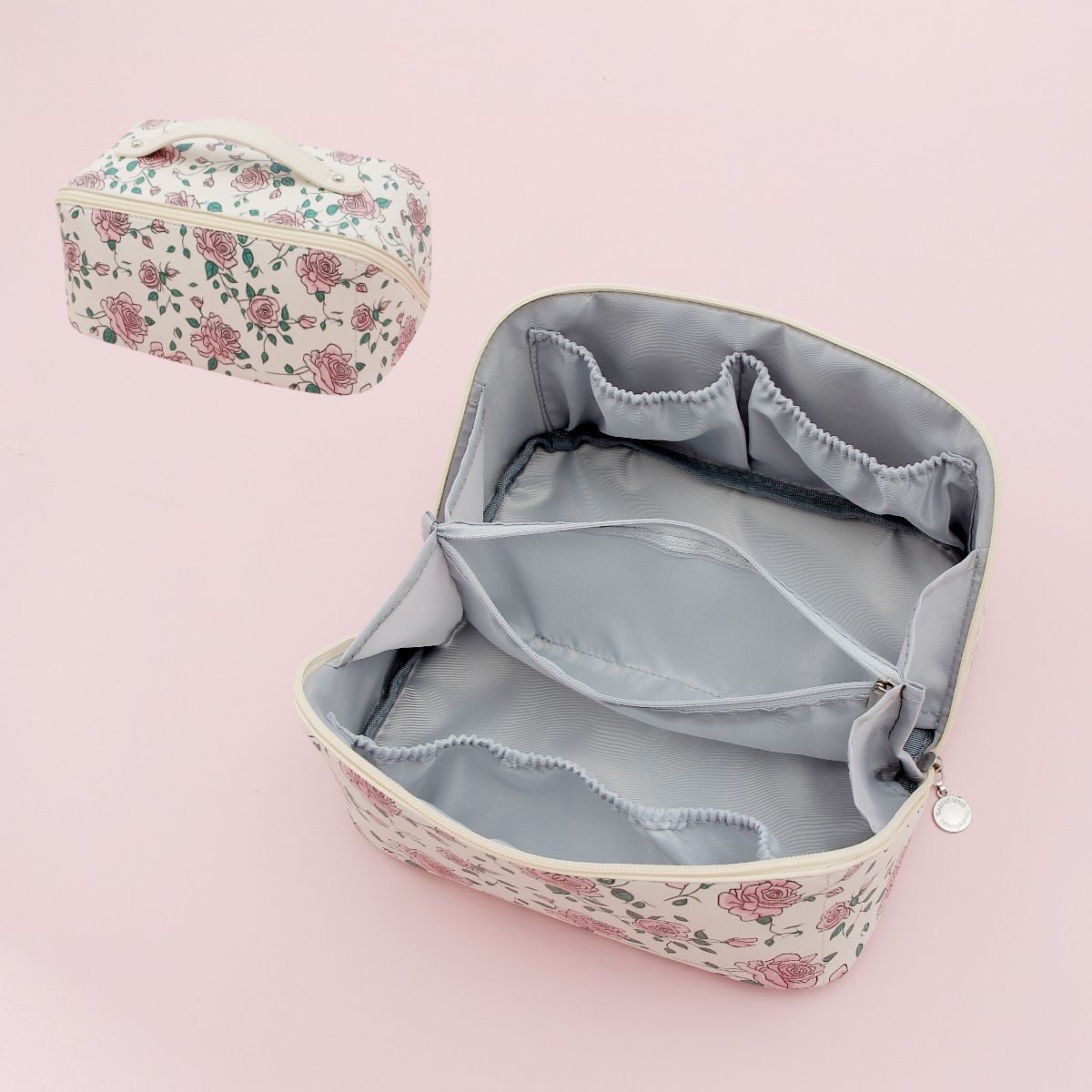 4 pcs Large Makeup Bag, Cute Cosmetic Bag for Women Girls, Floral Coquette view 5
