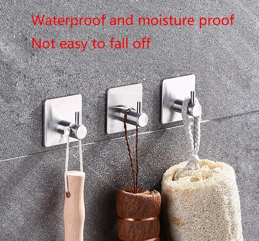 ３ Pack Stainless Steel Towel Hooks Heavy Duty Waterproof Wall Hooks Self view 2