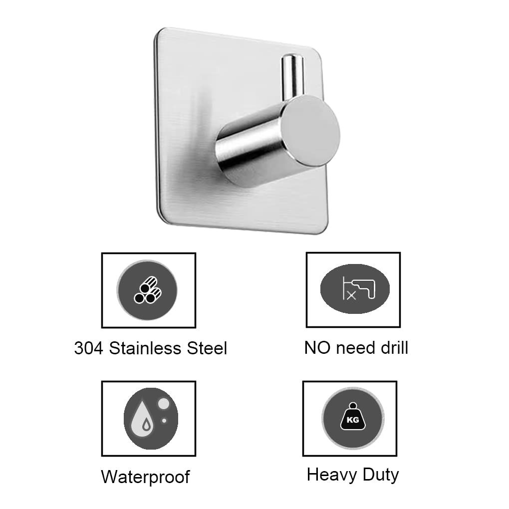 ３ Pack Stainless Steel Towel Hooks Heavy Duty Waterproof Wall Hooks Self view 4