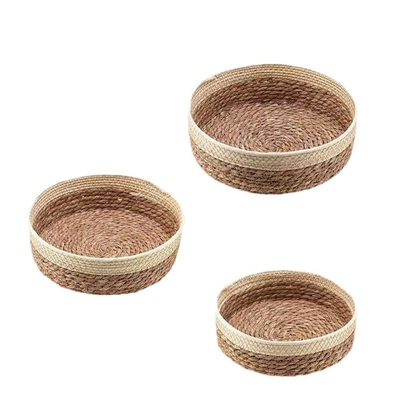 3ｐｃｓFruit and vegetable tray woven grass view 4
