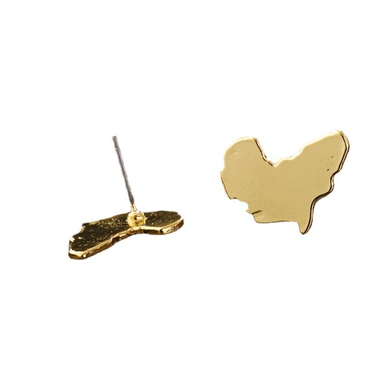 2 pairs Chic Stainless Steel African Map Studs Earrings Hypoallergenic Gold