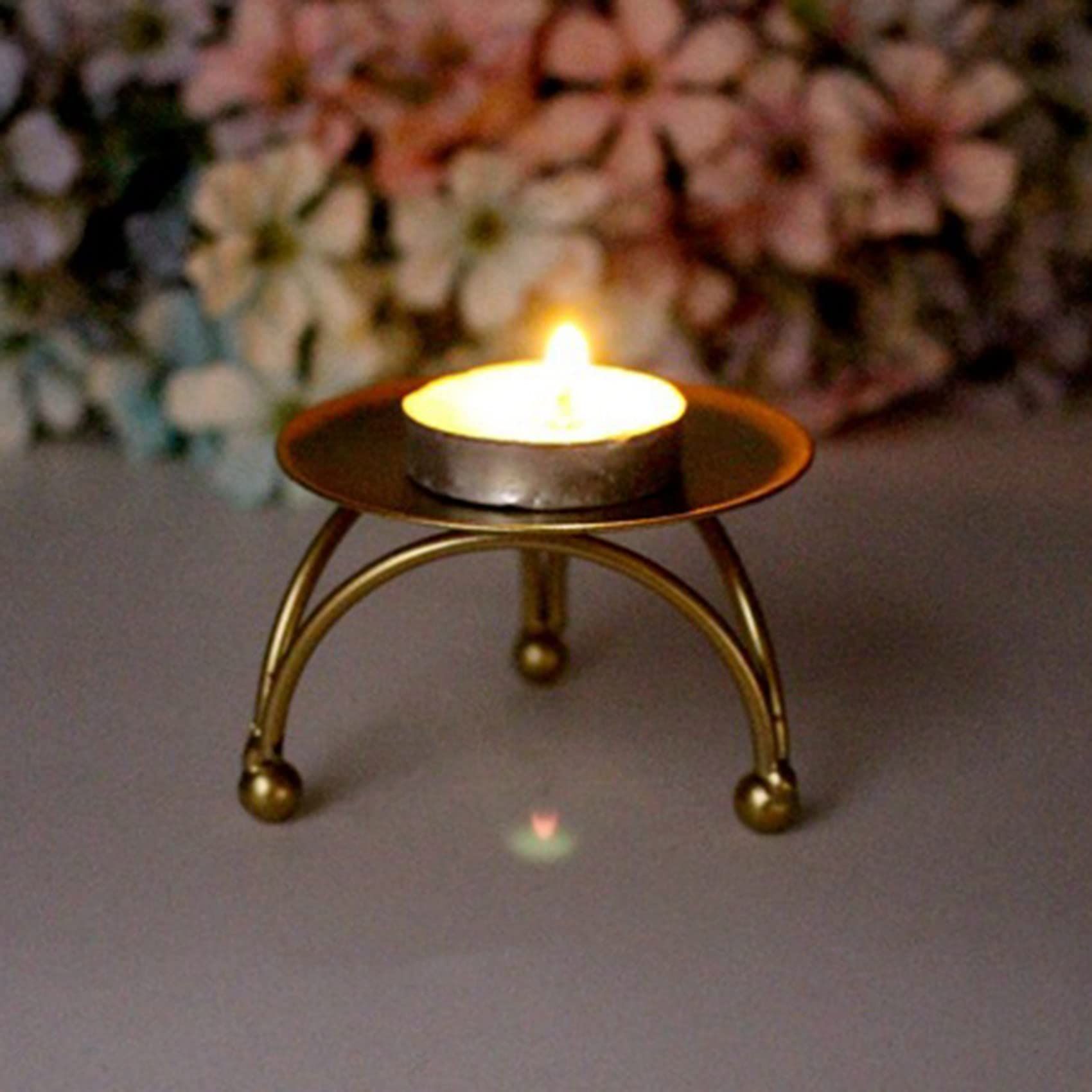 2 pcs European Style Iron Plate Candle Holder Pillar Base Gift Dinner Table view 4
