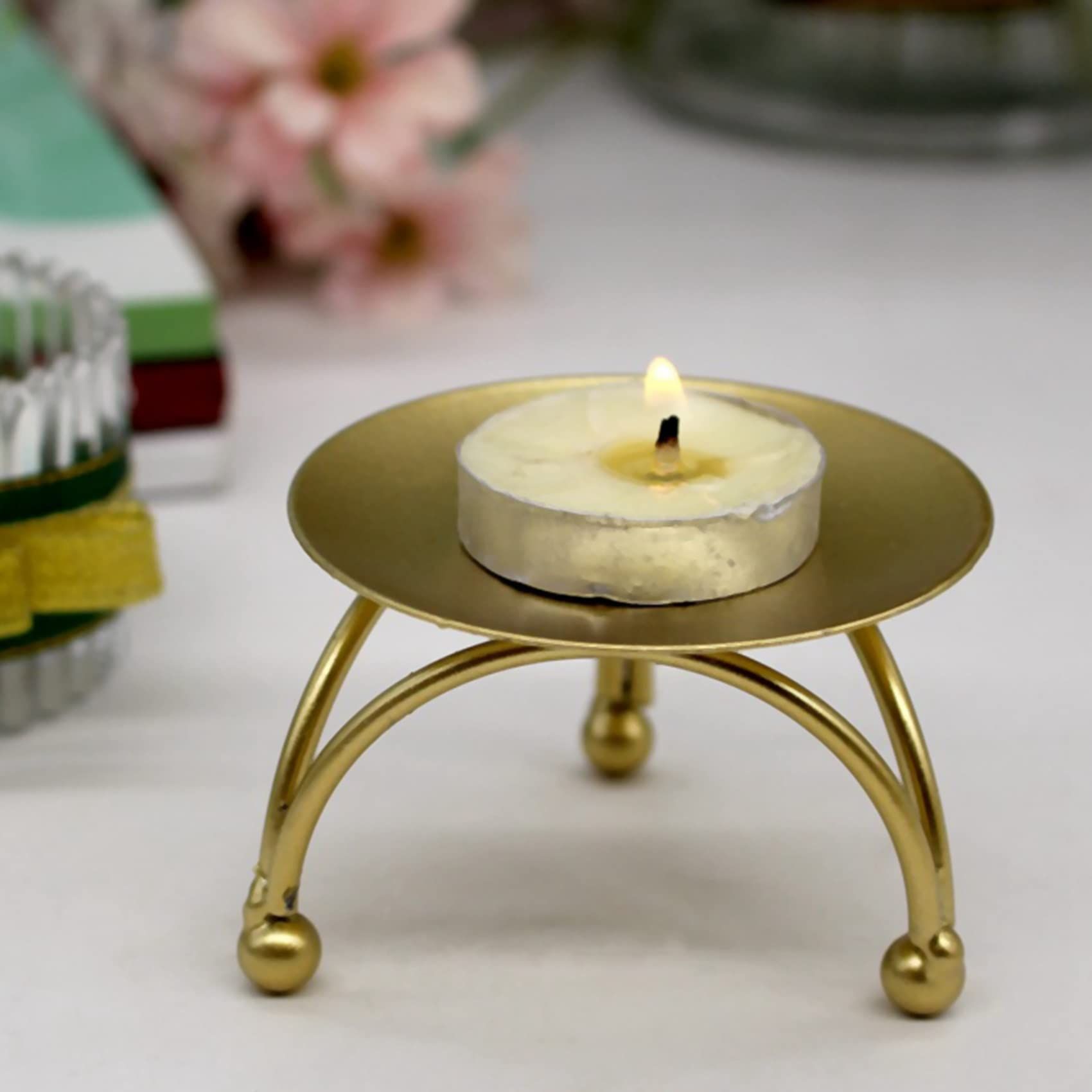 2 pcs European Style Iron Plate Candle Holder Pillar Base Gift Dinner Table view 5