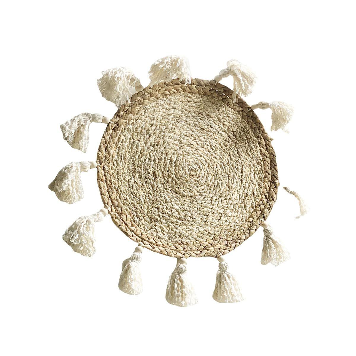Boho Wall Decor Circle Wall Decor Basket Macrame Wall Hanging Round Straw — image 1