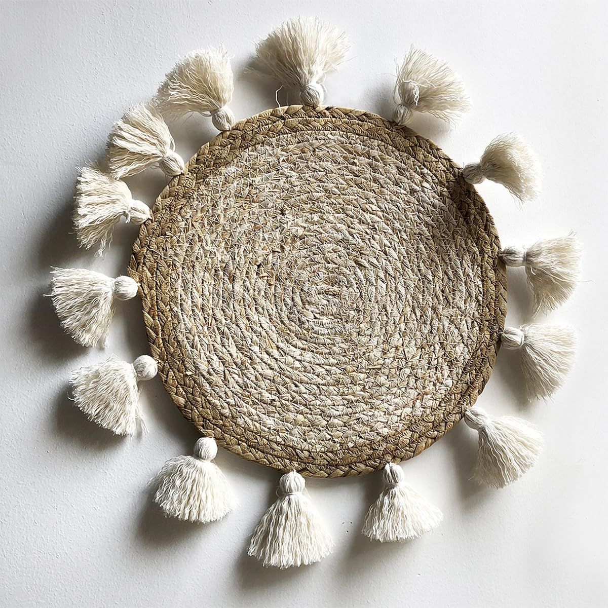 Boho Wall Decor Circle Wall Decor Basket Macrame Wall Hanging Round Straw view 4