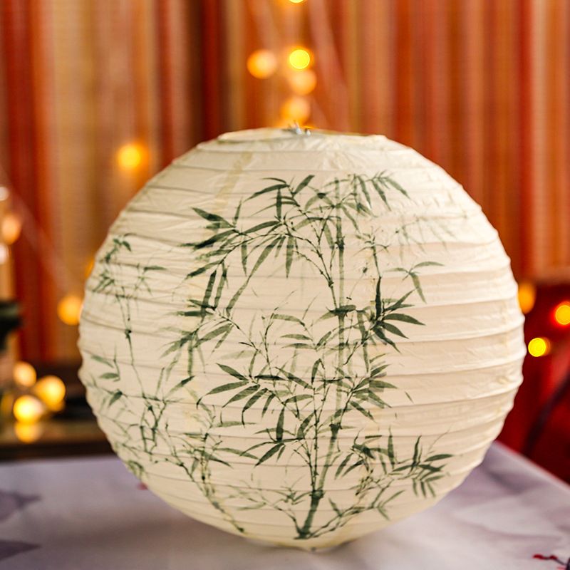 4 pcs Colorful Round Paper Lanterns with Metal Frame